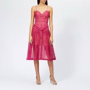 Self-Portrait Women's Spiral Lace Panel Dress in Fuchsia size 2 brand new